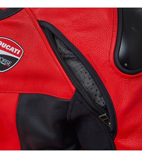 Kožená bunda Ducati Corse C6 červeno-černá perforovaná