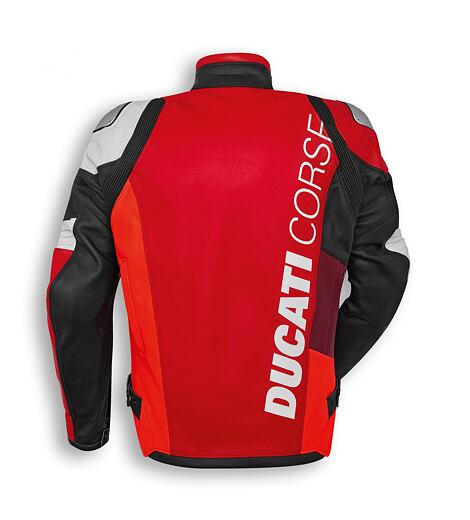 Kožená bunda Ducati Corse C6 červená-bílá-černá perforovaná