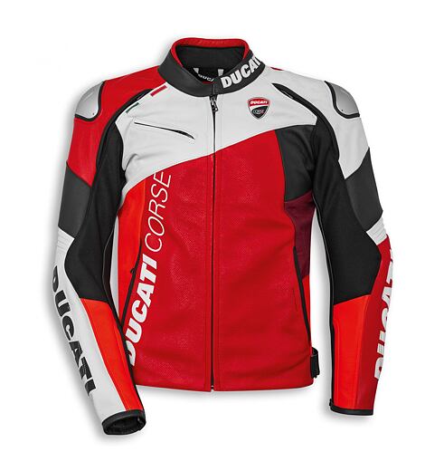 Kožená bunda Ducati Corse C6 červená-bílá-černá